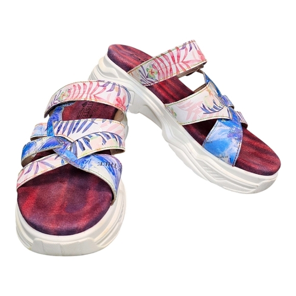 L'Artiste Spring Steps Figurette Floral Slip On Sandals Sz 39 Tropical Summer - Picture 1 of 13